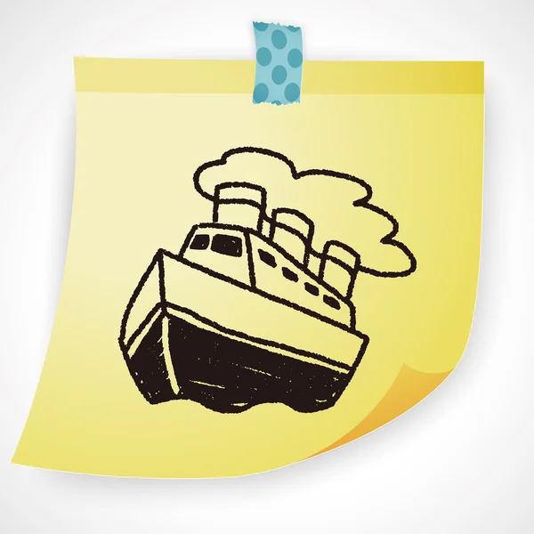 Doodle Dampfschiff Vektor Illustration — Stockvektor