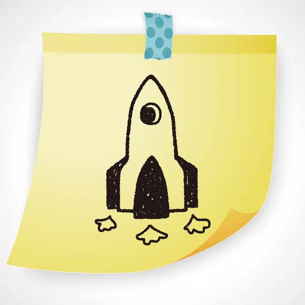 Illustrazione del vettore razzo doodle — Vettoriale Stock