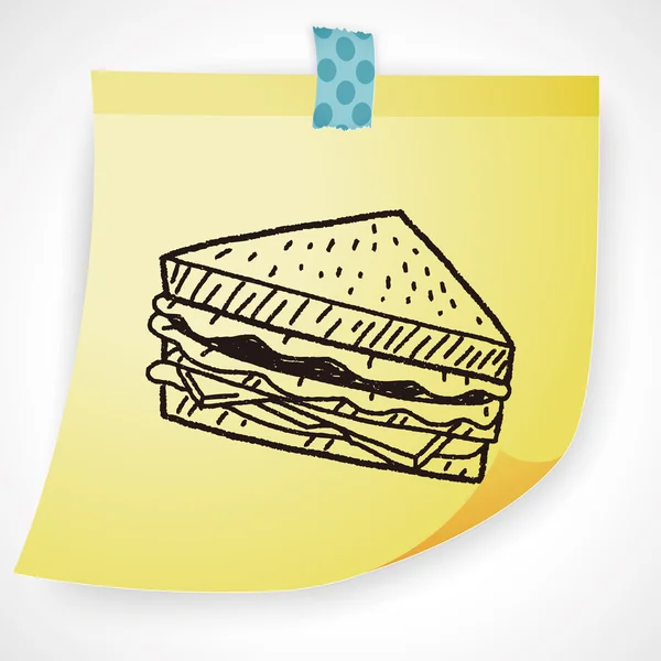 Ilustrasi vektor Doodle Sandwich - Stok Vektor