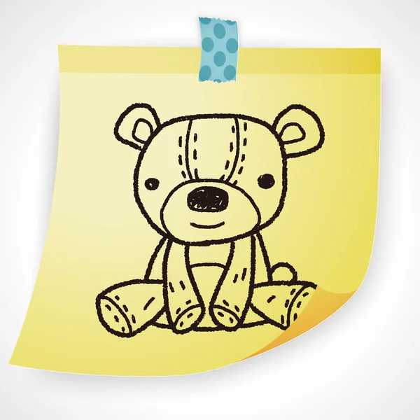 Doodle Teddy vectorillustratie — Stockvector