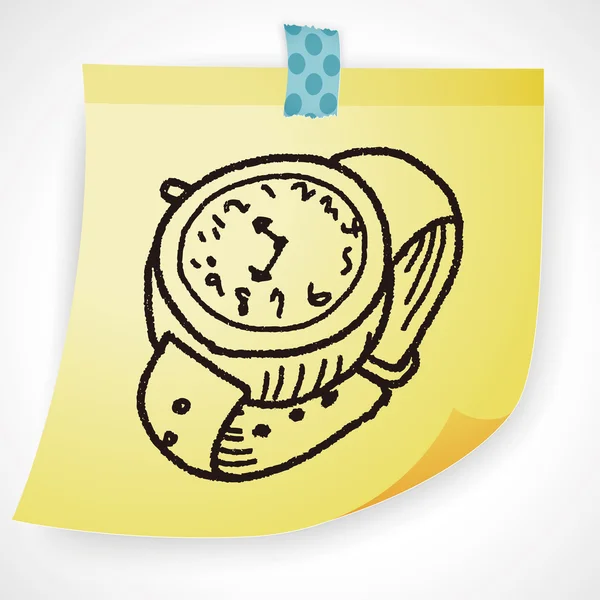 Horloge doodle tekening vector illustratie — Stockvector