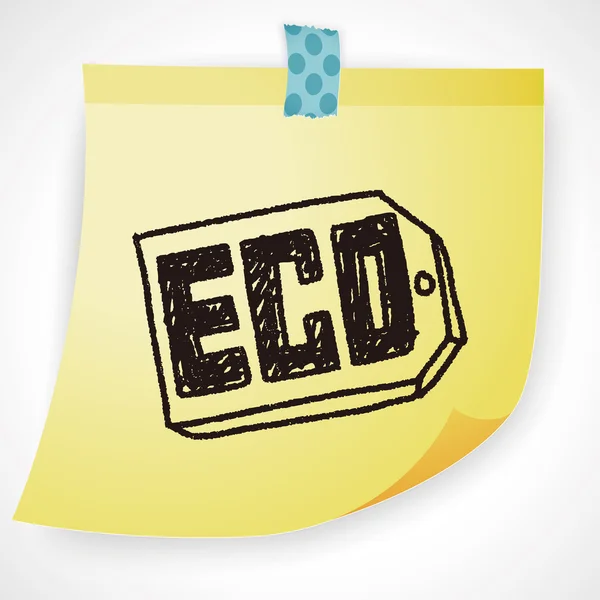 Concepto de protección del medio ambiente; etiqueta ECO; ilustración de vectores de garabatos — Vector de stock