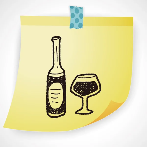Butelka wina doodle ikonę elementu — Wektor stockowy