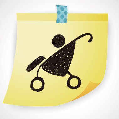 bebek arabası simgesi öğe doodle