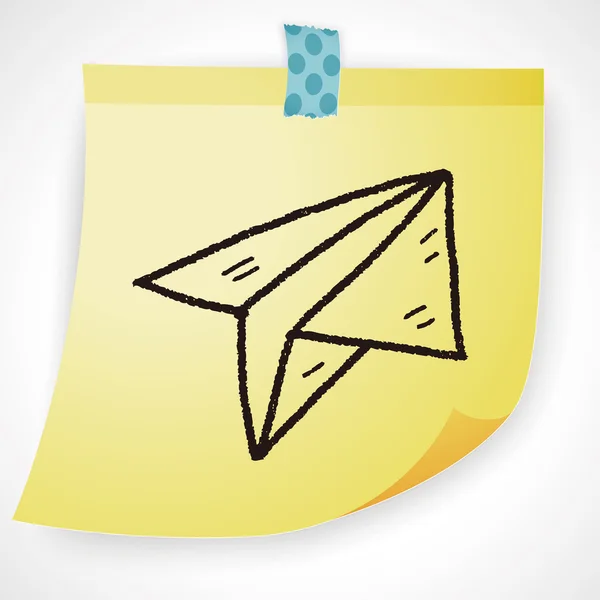 Elemento icona scarabocchio aeroplano di carta — Vettoriale Stock