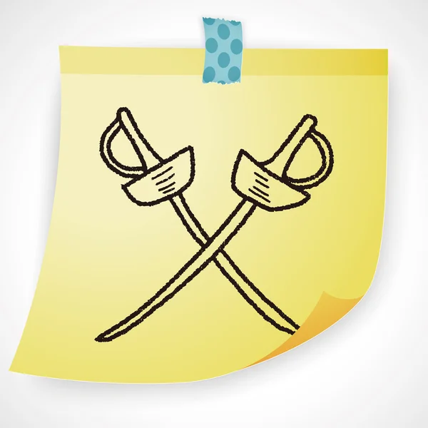 Szermierka doodle ikonę elementu — Wektor stockowy