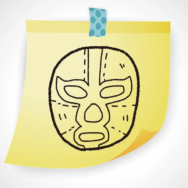 Luchador mexicano máscara doodle icono elemento — Vector de stock