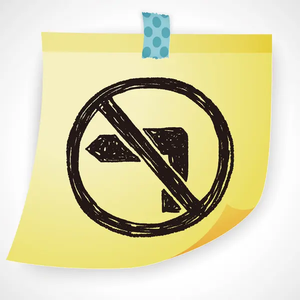 No left turn doodle icon element — Stock Vector