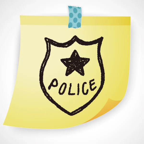 Polizei-Abzeichen-Doodle-Symbol-Element — Stockvektor