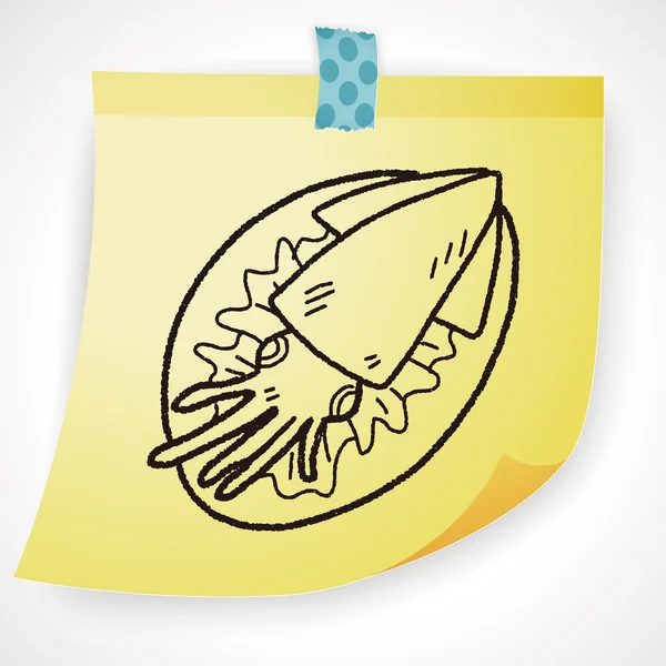 Squid food doodle icon element — Stock Vector