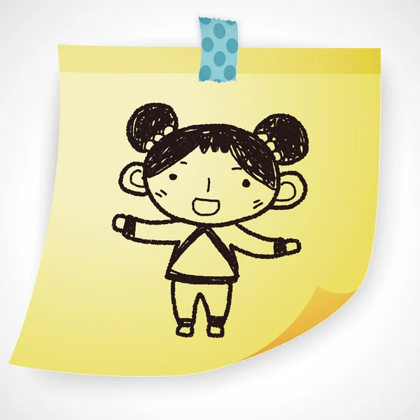 Ano Novo Chinês; Ano Novo Chinês menina doodle ícone elemento —  Vetores de Stock