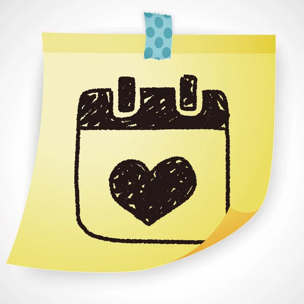 Amor calendário doodle ícone elemento — Vetor de Stock