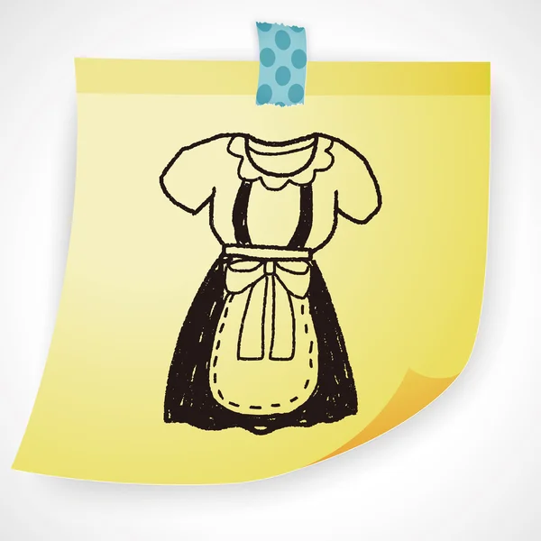 Dienstmädchen Kleidung Doodle Symbol-Element — Stockvektor