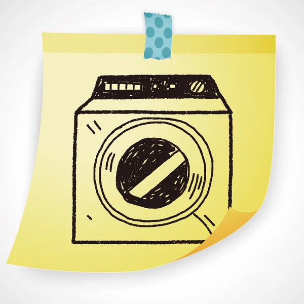 Lavadora doodle icono elemento — Vector de stock