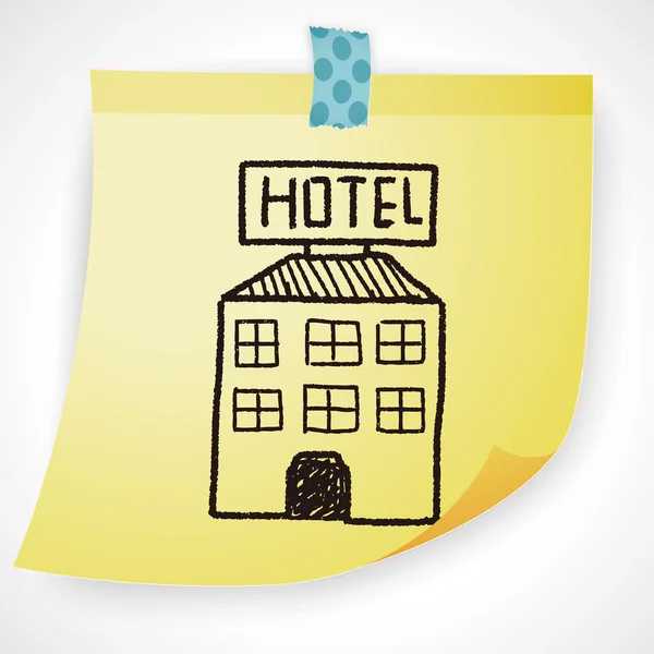 Hotel doodle drawing icon element — Stock Vector