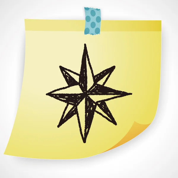 Prvek ikonu kompasu hvězda doodle — Stockový vektor