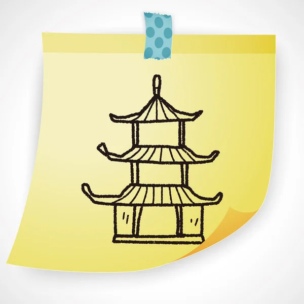 Maison chinoise doodle icône élément — Image vectorielle
