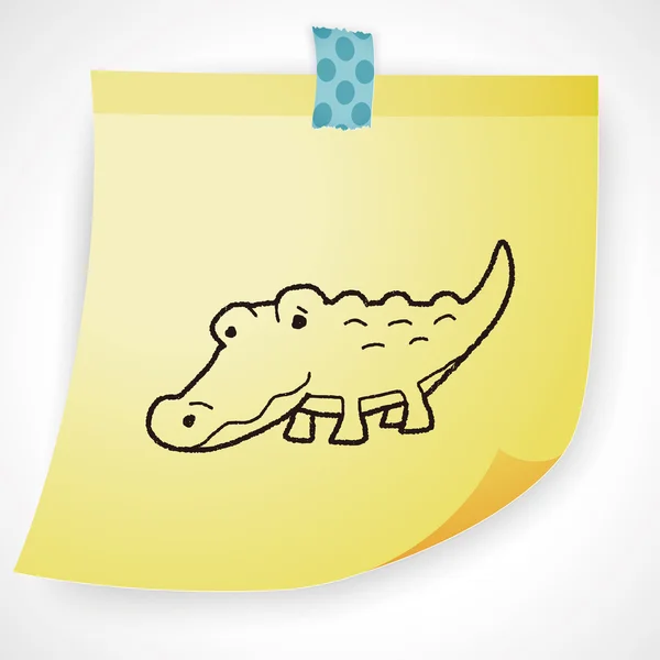 Krokodil-Doodle-Symbolelement — Stockvektor