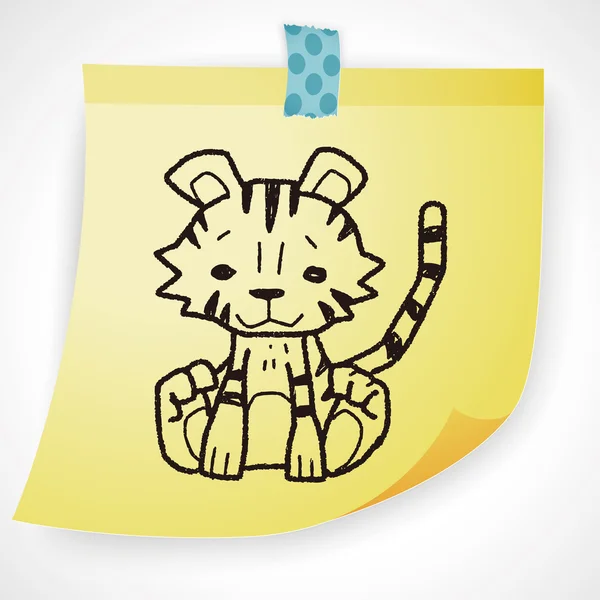 Tigre doodle icône élément — Image vectorielle