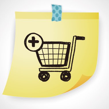 alışveriş sepeti doodle simge öğesinin çizim