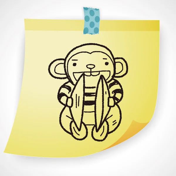 Brinquedo macaco doodle ícone elemento — Vetor de Stock