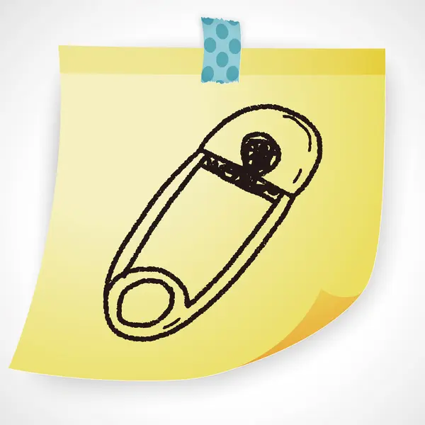 Pasador de seguridad doodle icono elemento — Vector de stock