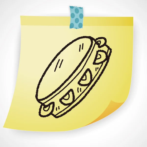 Tamburína doodle ikonu prvek — Stockový vektor