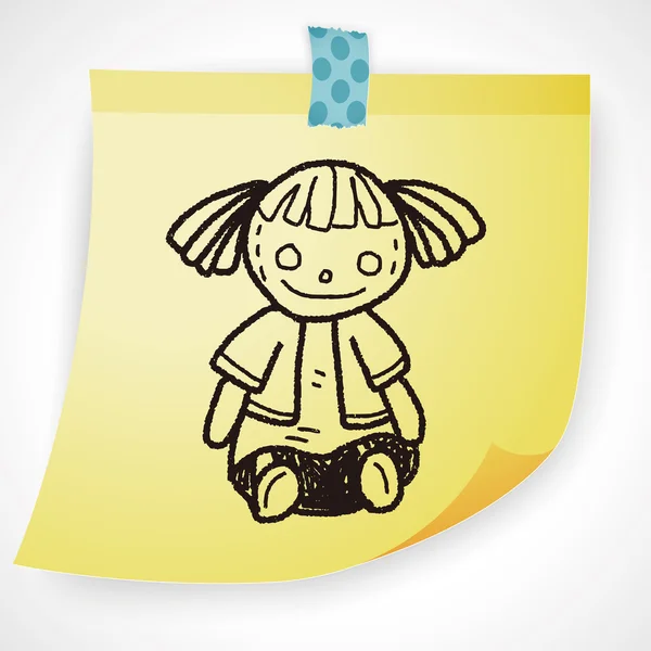 Κούκλα doodle εικονίδιο στοιχείο — Διανυσματικό Αρχείο