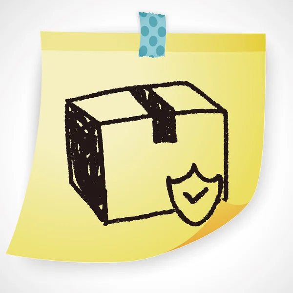 Caja de envío doodle icono elemento — Vector de stock