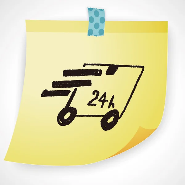 24h entrega doodle icono elemento — Vector de stock