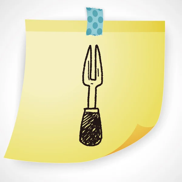 Barbecue vork doodle pictogram element — Stockvector
