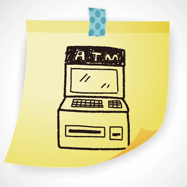Elemento icona disegno doodle ATM — Vettoriale Stock
