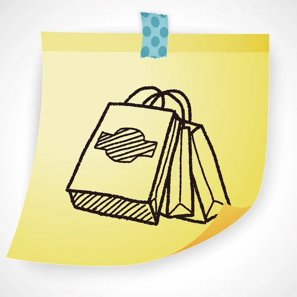 Saco de compras doodle desenho ícone elemento — Vetor de Stock