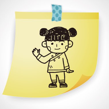 Çinli kadın doodle Icon öğesi