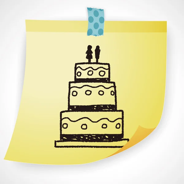 Bolo de casamento doodle ícone elemento —  Vetores de Stock