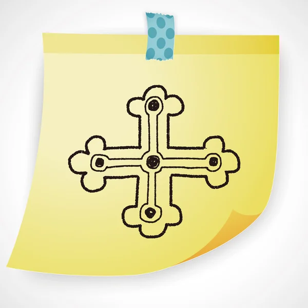 Royal cross doodle ikonen element — Stock vektor