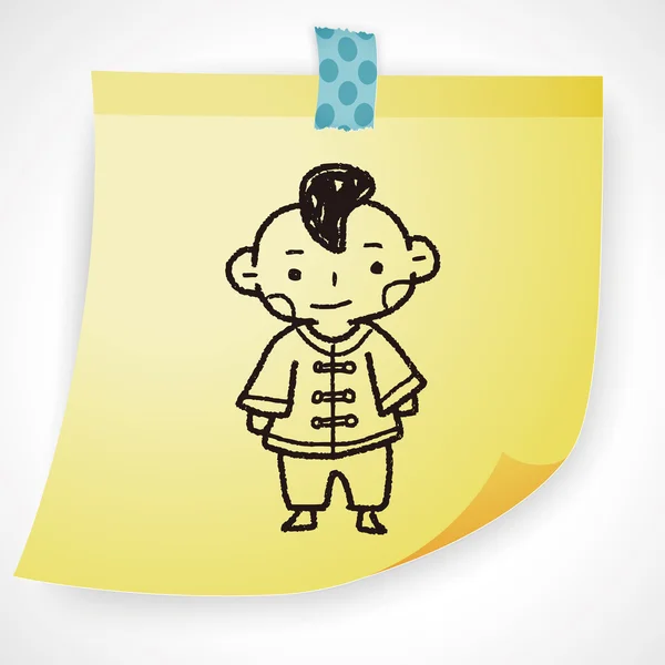 Κινέζικο αγόρι doodle εικονίδιο στοιχείο — Διανυσματικό Αρχείο