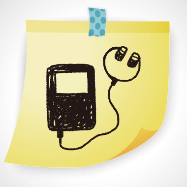 müzik çalar doodle çizim simgesini öğesi
