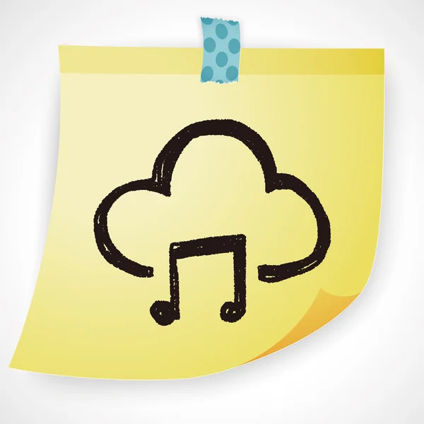 Chmura muzyka doodle ikonę elementu — Wektor stockowy