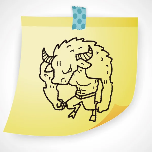 Bull monstrum doodle ikonu prvek — Stockový vektor