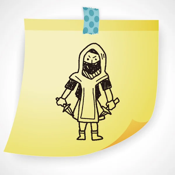 Ninja doodle ikonu prvek — Stockový vektor