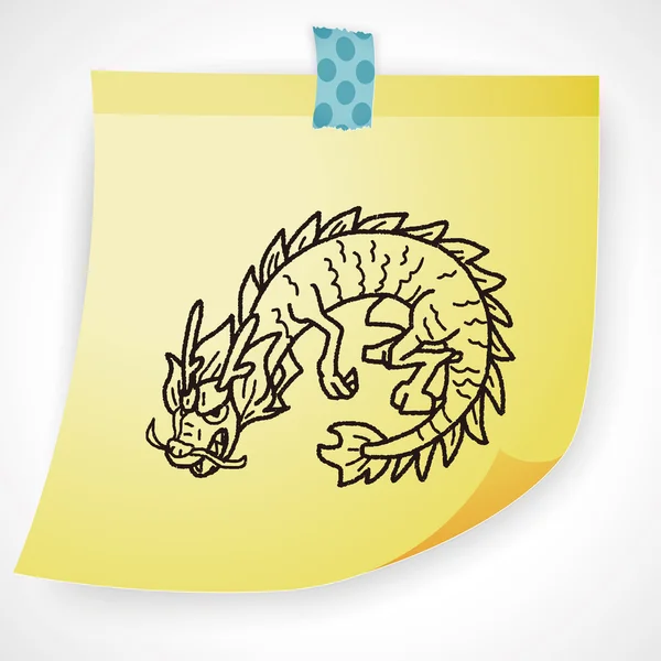 Chinesisches Drachen-Doodle-Symbol-Element — Stockvektor