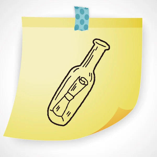 Fles bericht doodle pictogram element — Stockvector