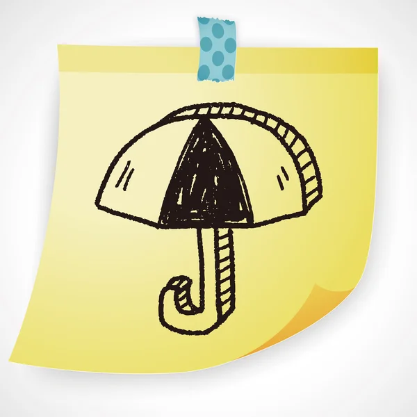 Regenschirm-Doodle-Zeichenelement — Stockvektor