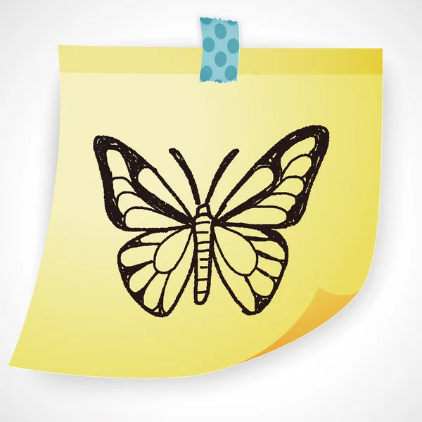 Butterfly doodle ikonen element — Stock vektor