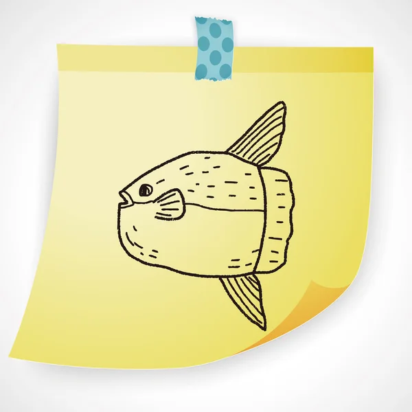 Sunfish doodle icon element — Stock Vector