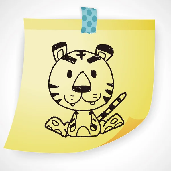 Tierkreis Tiger Doodle Zeichnung Symbol Element — Stockvektor