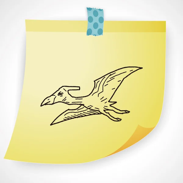 Pterodactyl Dinosaurier Doodle Symbol-Element — Stockvektor