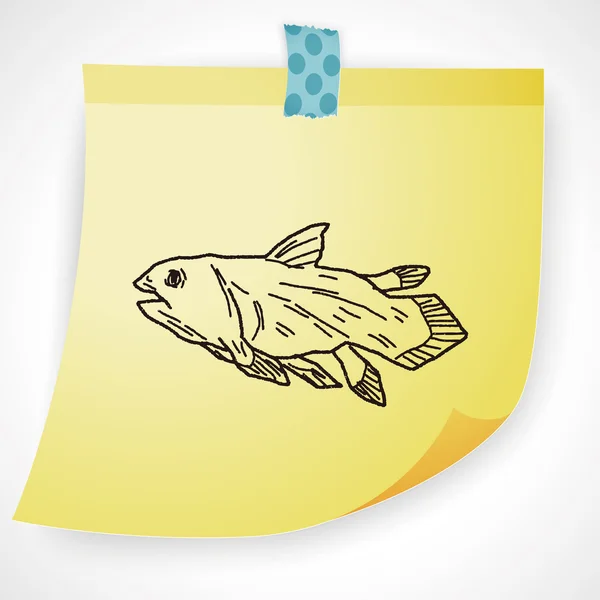 Fish dinosaur doodle icon element — Stock Vector