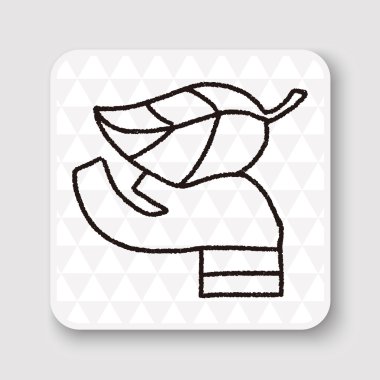 Doodle el ve yaprak vektör çizim
